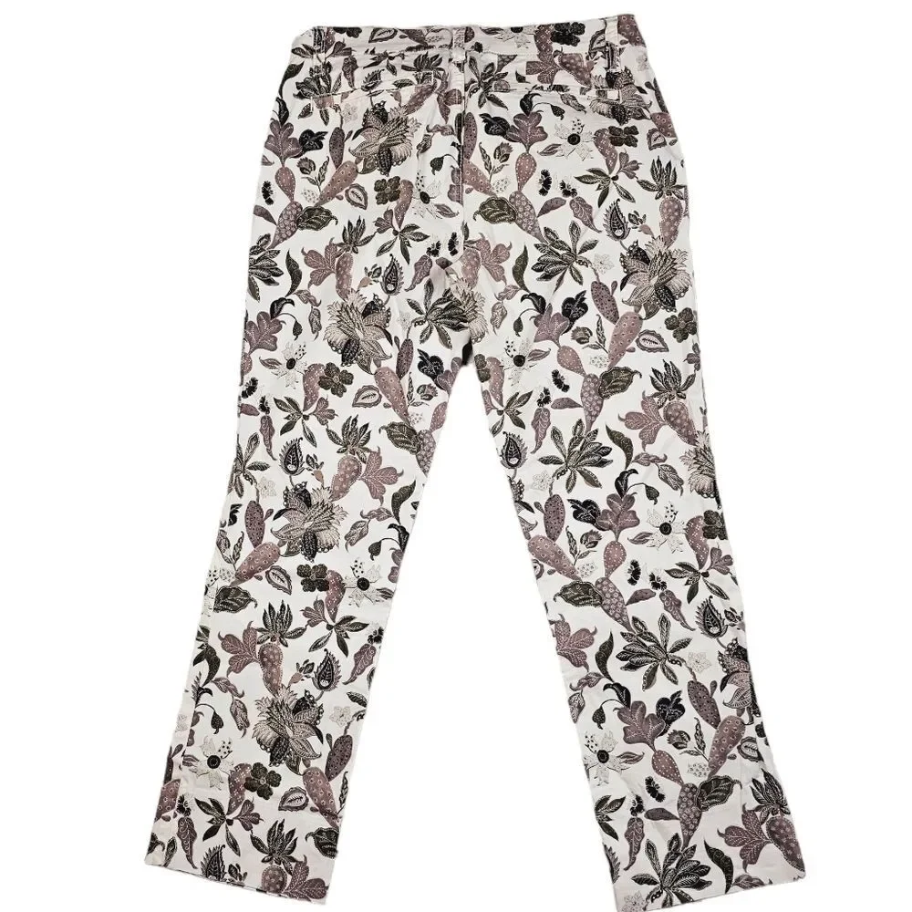 Tory Burch Women's Floral Leaf Printed‎ Trousers Size 27